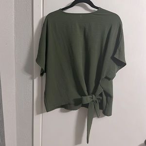 Green blouse with side tie.